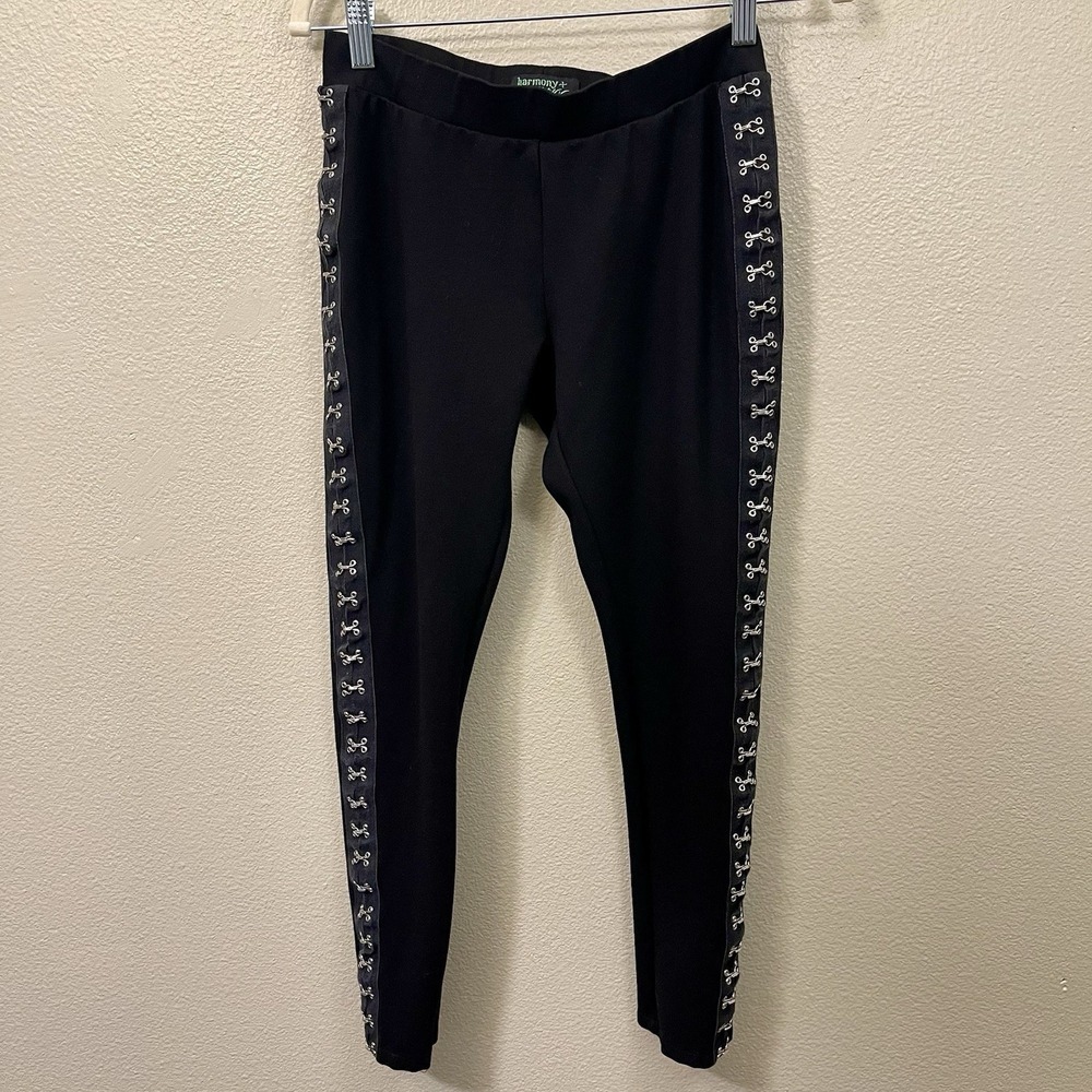 Harmony & Havoc Metal Clasps Ankle Leggings Black Punk Rock Grunge Goth Size‎ L